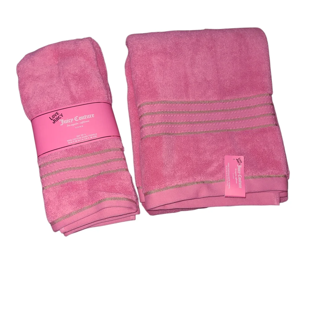Juicy Couture Pink Bath & Hand Towels Set